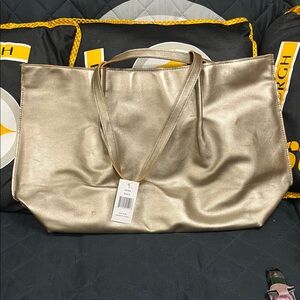 Saks Fifth Avenue Metallic Gold Tote